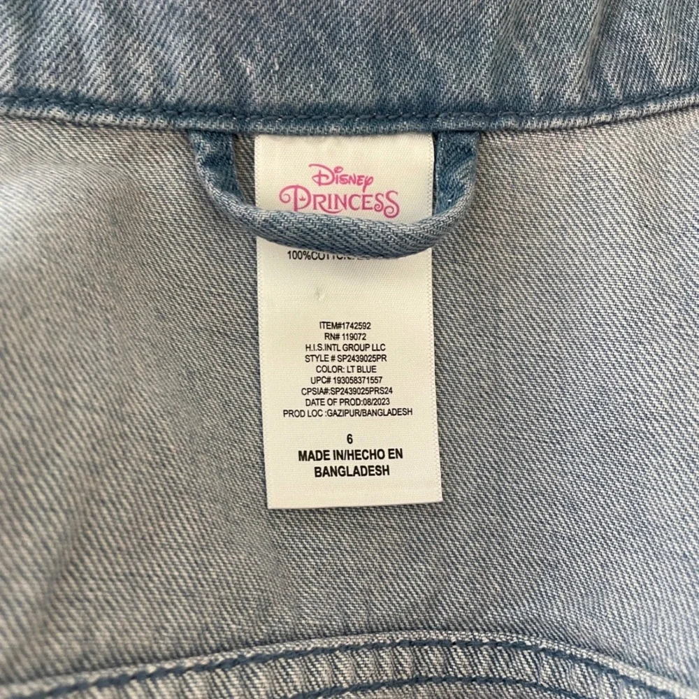 Disney Princess Light Blue Be Kind Button Up Denim Jacket Girl's Sz 6 NWT - Picture 6 of 6